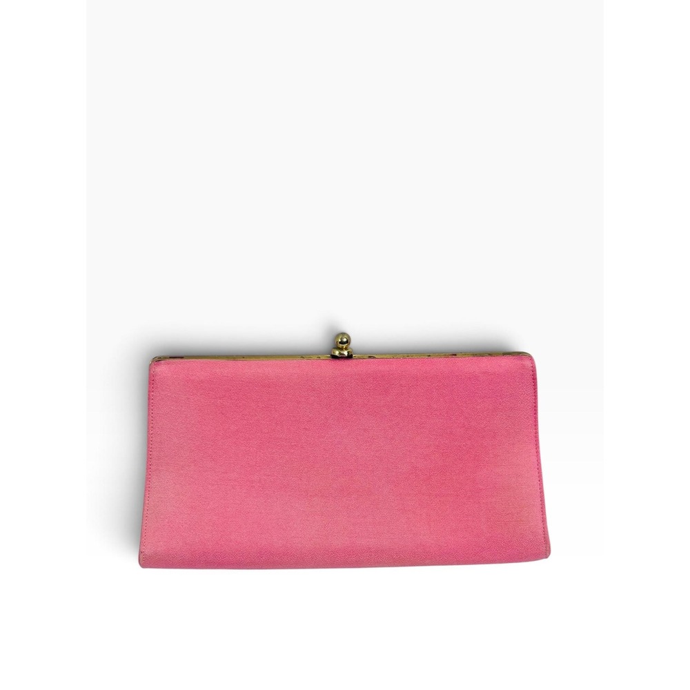 60s Vintage Pink Evening Clutch with Gold-Tone Bag